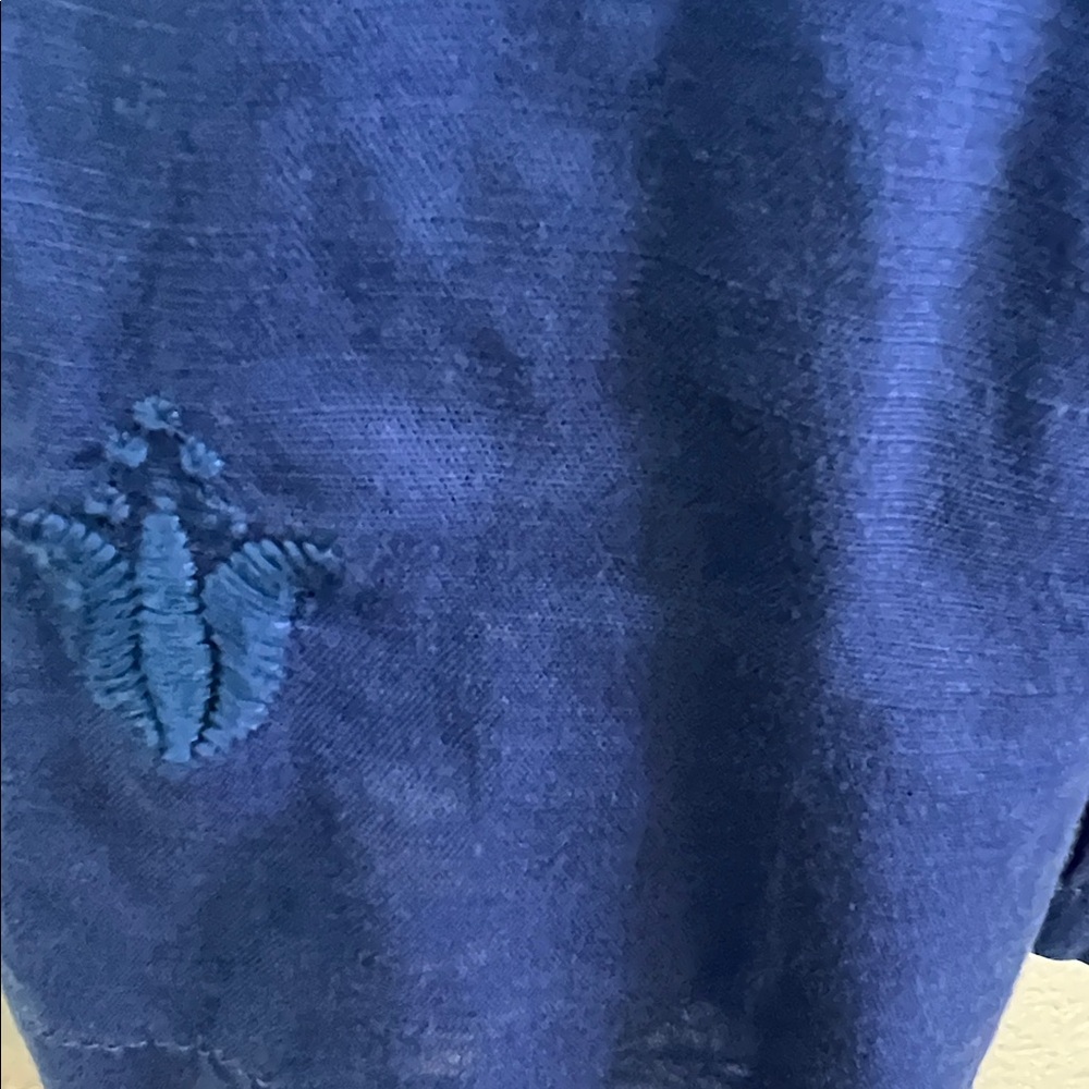 J. Marie Woven Embroidered Ruffled Cap Sleeve Top Size L In Cobalt Blue - Picture 10 of 12